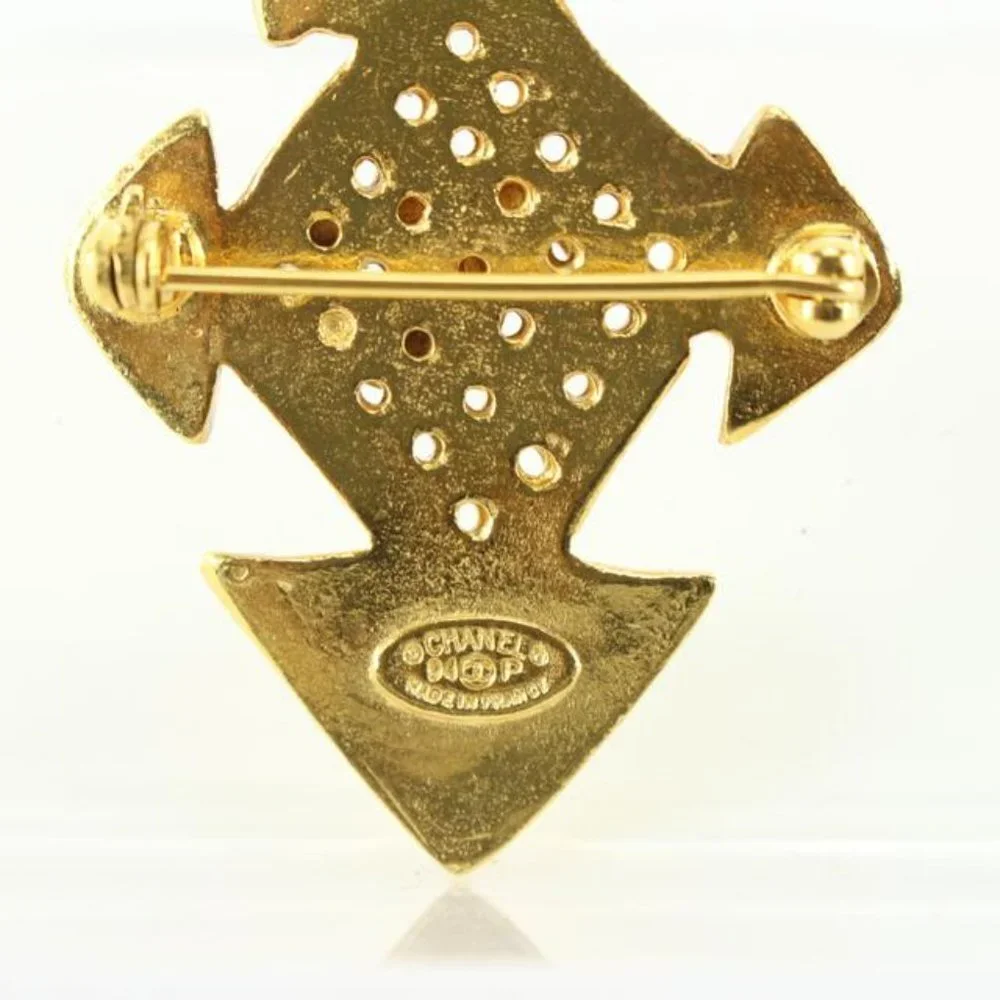Chanel 94p 24k Gold Plated  CC Cross Brooch Pin 39cc722s